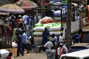 Busy market in Kampala, Uganda