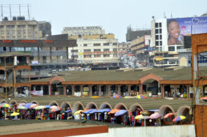 A retail shopping centre in downtown Kampala, Uganda
