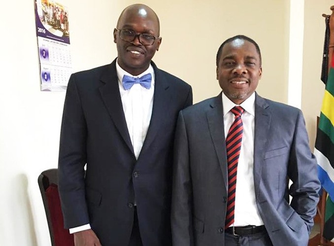 William Byaruhanga (right) with the president of the Uganda Law Society, Francis Gimara. Photo: Twitter (@ug_lawsociety)