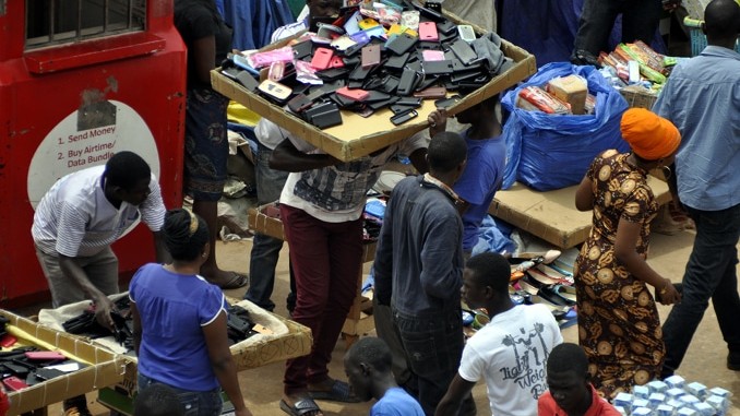 Vendors on a busy Kampala street