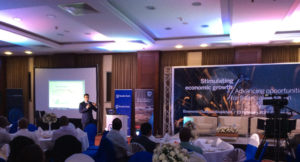 A Stanbic Bank Economist at a Stanbic event.