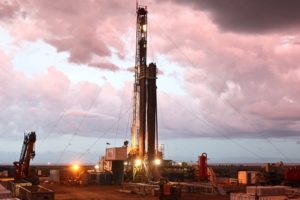 A drilling rig at a drilling site in Uganda