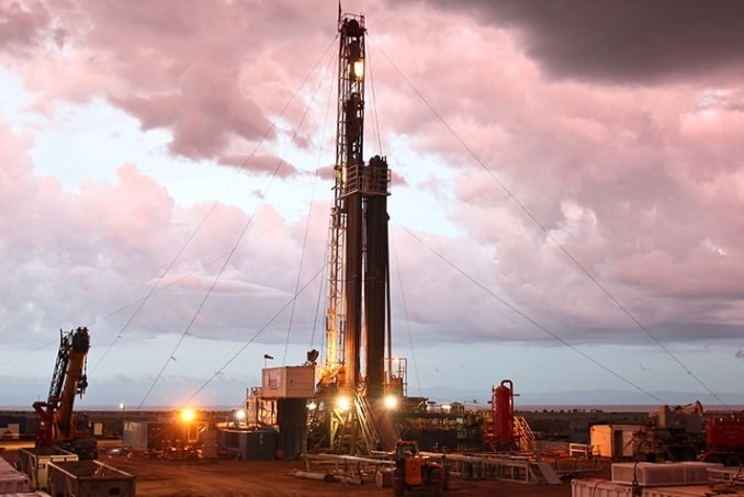 A drilling rig at a drilling site in Uganda