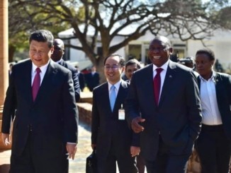 Xi Jinping, China's president, and South Africa's Cyril Ramaphosa in Pretoria