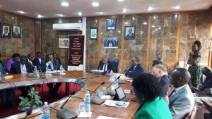 Bank of Uganda officials during the Monetary Policy Press Briefing