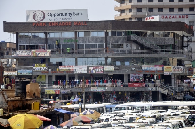 Shops in Kampala's Old Taxi Park.