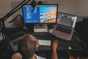 A man using a computer