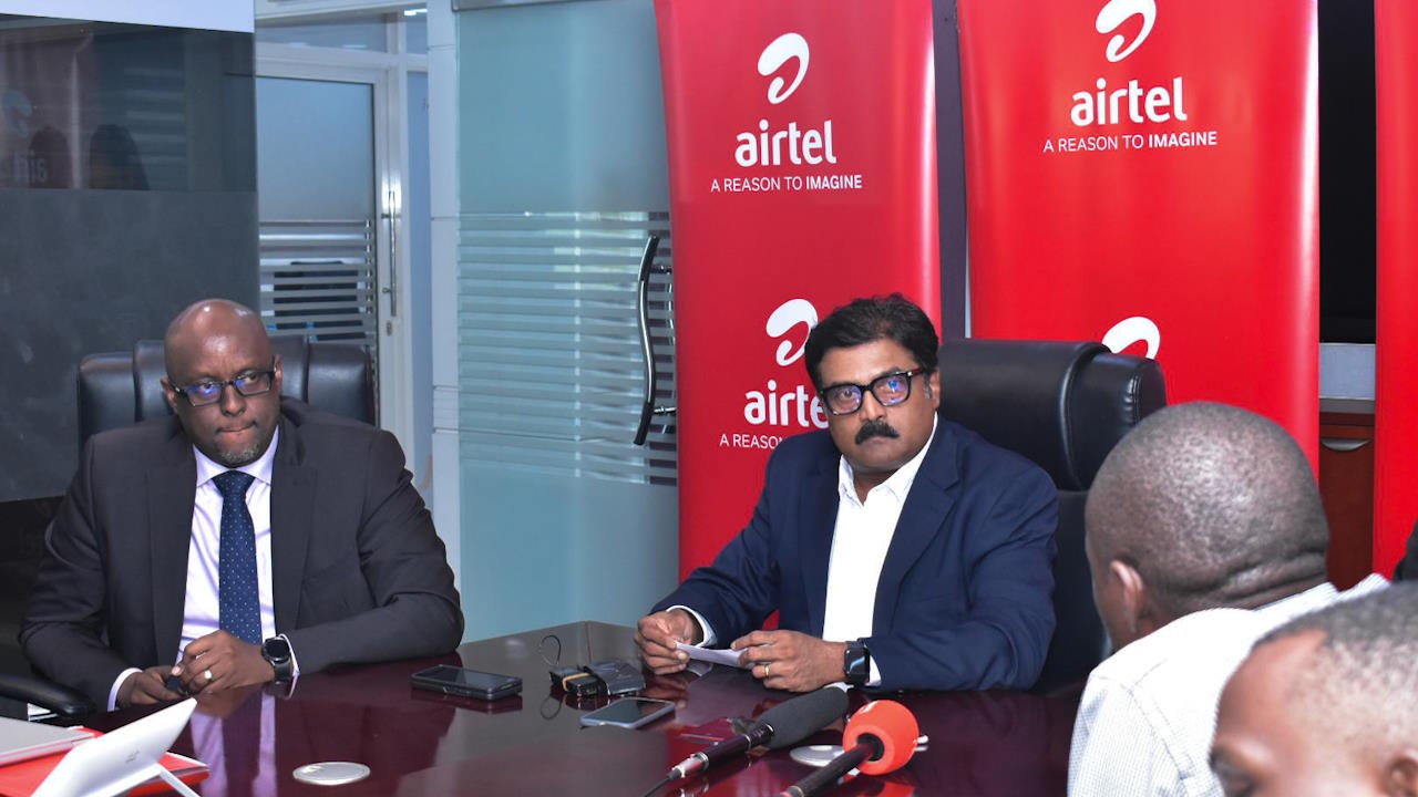 Airtel Uganda officials at a press conference