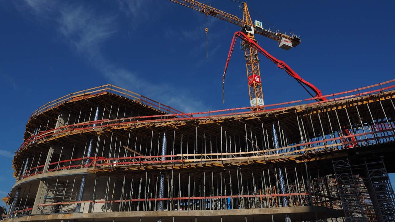 A multi-storied building under construction