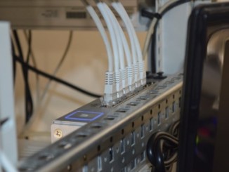 Closeup photo of ethernet cables