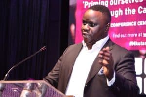 David Ofungi speaking at last year's inaugural Mkutano.