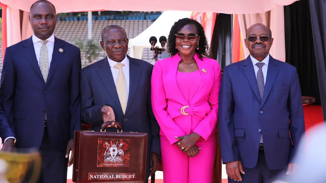 The four finance ministers pose for a photo before the reading of the 2025-26 budget
