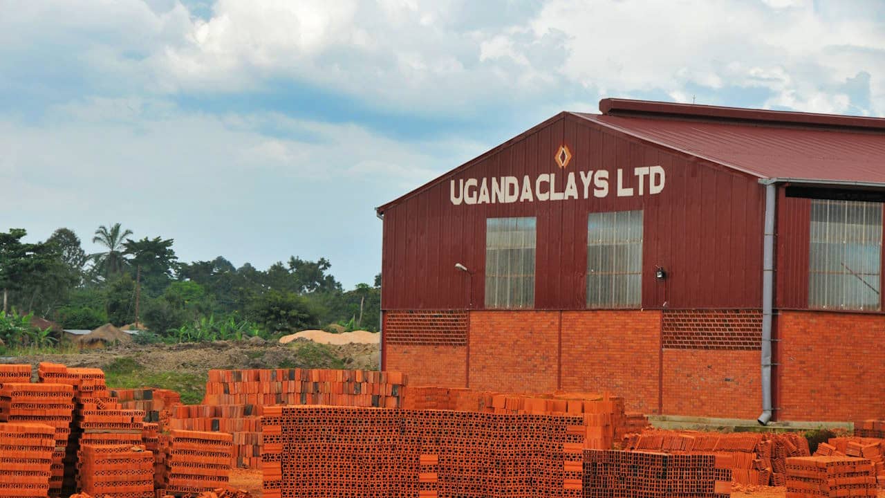 Baked clay construction materials at a factory
