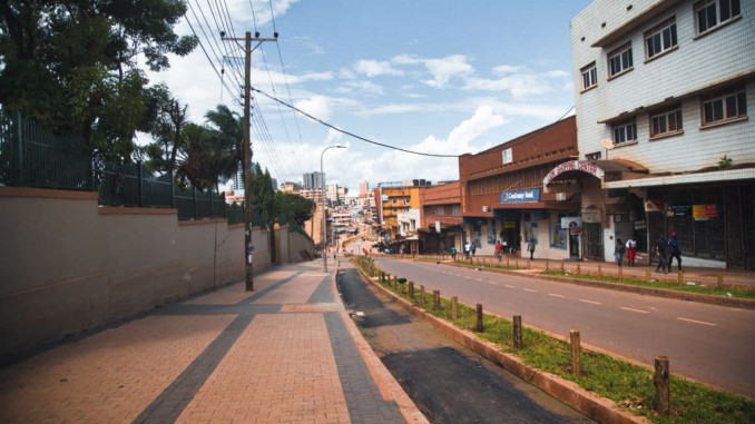 Largely empty street in Kampala