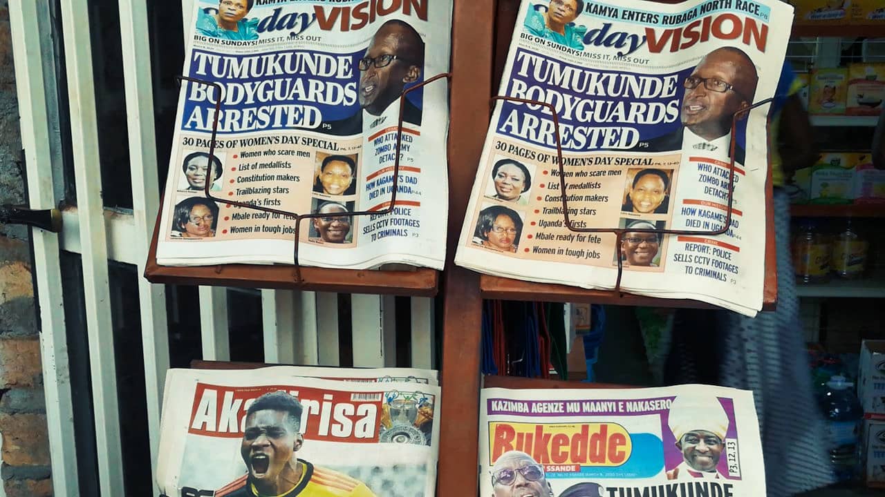 A newspaper stand