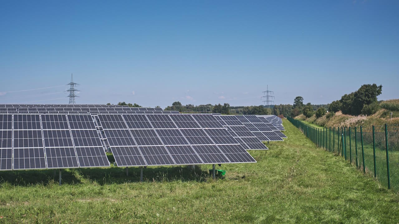 Solar panels at a power plant