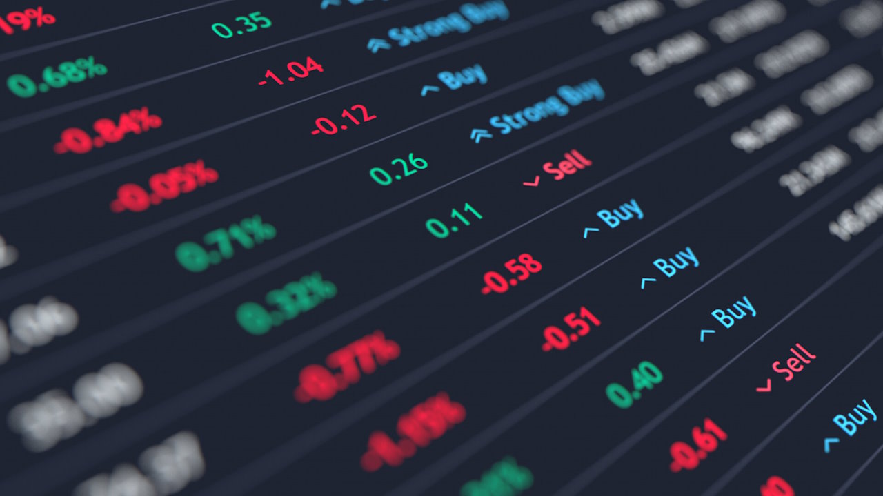 Chart showing the price movements of selected companies on a stock exchange, with buy recommendations.