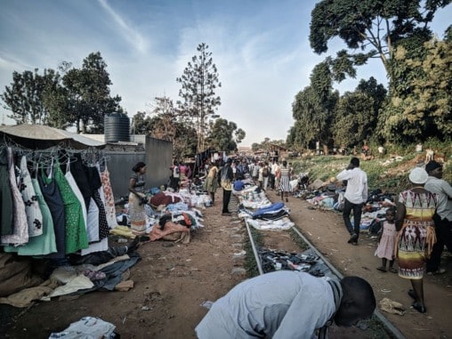 Vendors in a market in Uganda