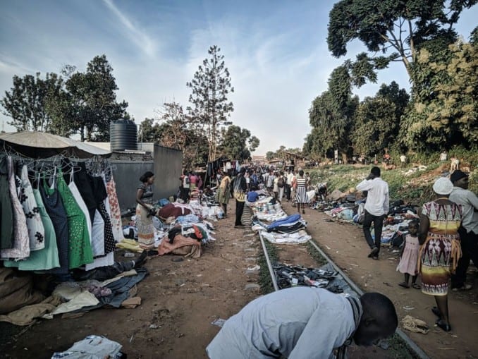 Vendors in a market in Uganda
