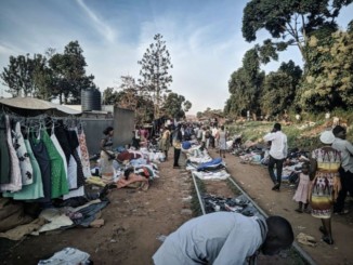Vendors in a market in Uganda