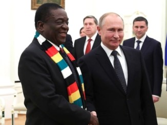 Presidents Vladimir Putin (Russia) and Emmerson Mnangagwa (Zimbabwe) in Moscow in January 2019